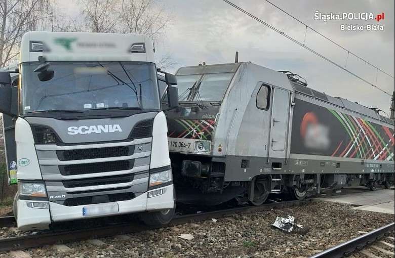 Zderzenie ciężarówki z lokomotywą